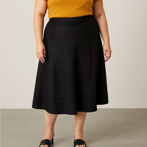 Marina‎ Rinaldi Black Linen Knee Length A-Line Skirt - Picture 1 of 8